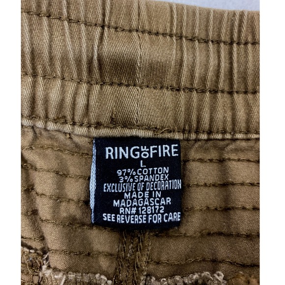 Ring of Fire Pants Mens Large Brown Drawstring Elastic Waist and Cuffs Pockets - Picture 3 of 11